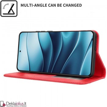 Dirbtinės odos atverčiamas dėklas su skyreliais - raudonas (Xiaomi Redmi Note 14 4G) Dirbtinės odos atverčiamas dėklas su skyreliais - raudonas (Xiaomi Redmi Note 14 4G)